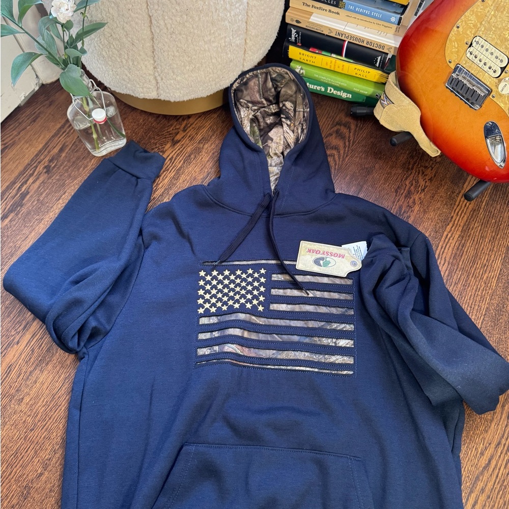Mossy Oak Navy Camo Flag Hoodie